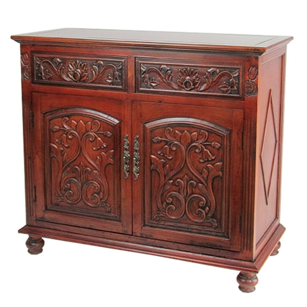 Traditional Wooden Accent with Carved Details, Brown Walmart