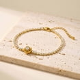 thumbnail image 3 of VNOX Gold Stainless Steel Rose Tennis Bracelet with Crystal Accents, Anniversary Gift for Women, 3 of 7