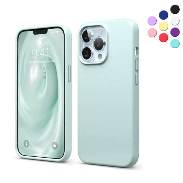 Entronix Funda de Silicona para iPhone 13 Pro, Suave Al Tacto, Antiarañazos y Antigolpes, Color Turquesa