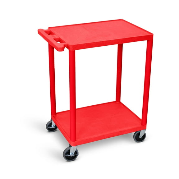Luxor 18" x 24" Two Shelf Flat Utility Cart - Red