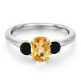 thumbnail image 3 of Gem Stone King 10K Two Tone Gold Yellow Citrine and Black Onyx Engagement Ring for Women | 0.99 Cttw | Oval Checkerboard 7X5MM | Gemstone November Birthstone | Size 8, 3 of 6