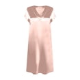 thumbnail image 4 of Camisetas de Cuello en V de Manga Larga de Mujer de Verano de Color Sólido Manga Corta Vestido de Sueño con Cuello en V, Vestido de Cuello en V de Manga Larga para las Mujeres Ropa de Noche Casual, 4 of 5