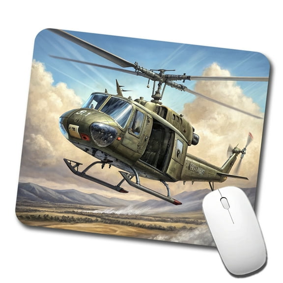 UH-1 Iroquois Huey Helicopter Vietnam War Era Mouse Pad Low Profile Gaming Mat