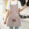thumbnail image 1 of Delantal de cocina a rayas de estilo de dibujos animados lindo de poliéster con bolsillo para mujeres hombres café ANGGREK Otros, 1 of 2