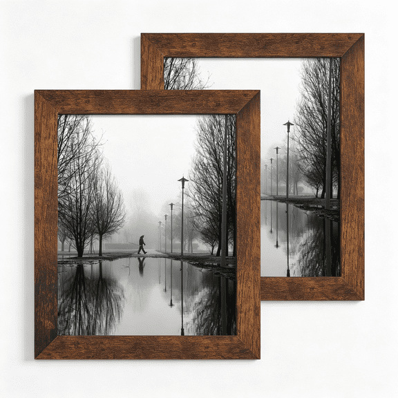 XIBUFE 8.5X11 Picture Frame - High Definition Real Glass Wooden Photo Frames for Tabletop Display and Wall Mounting 8.5 X 11 Frame (Dark Brown, Set of 2)