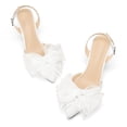 thumbnail image 3 of Pennysue Women's Lace Bow Heels Closed Pointed Toe High Heel Ankle Strap Heeled Sandals Bride Wedding Party Dress Shoes, 3 of 8