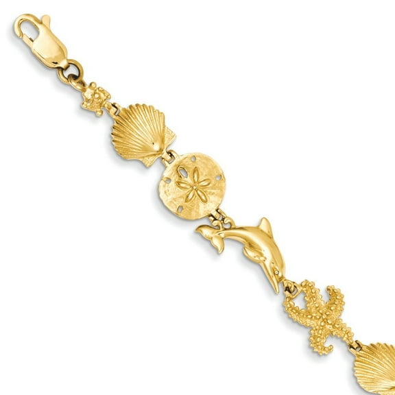 Primal Gold 14 Karat Yellow Gold Seashore Theme Bracelet