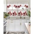 thumbnail image 4 of Red Roses Swag Kitchen Curtains Sets for Windows 24 Inch Length, High Heel Modern Art Short Window Curtain Panels Swags Valances and Tiers 3 Piece Set for Cafe/Dining Room, 4 of 5
