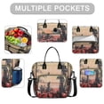 thumbnail image 2 of Fashion Paris Insulated Lunch Bag - Leakproof Cooler Tote for Women, Vintage Style Waterproof Picnic Bag with Multi-Pockets for Travel & Office, 2 of 6