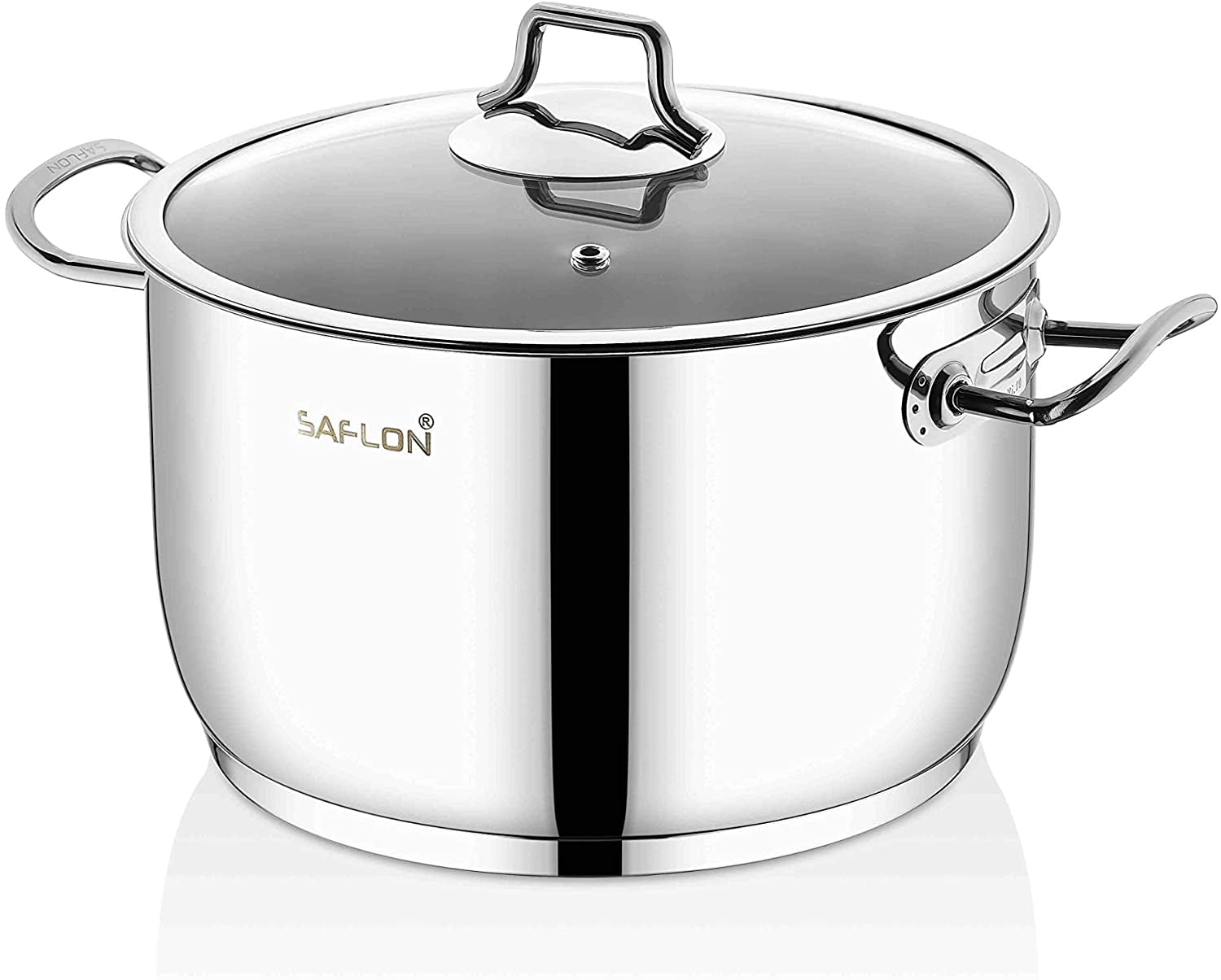 Saflon Stainless Steel Tri-Ply Capsulated Bottom 4 Quart Saute Pot with Glass Lid, Induction Ready, Oven and Dishwasher Safe