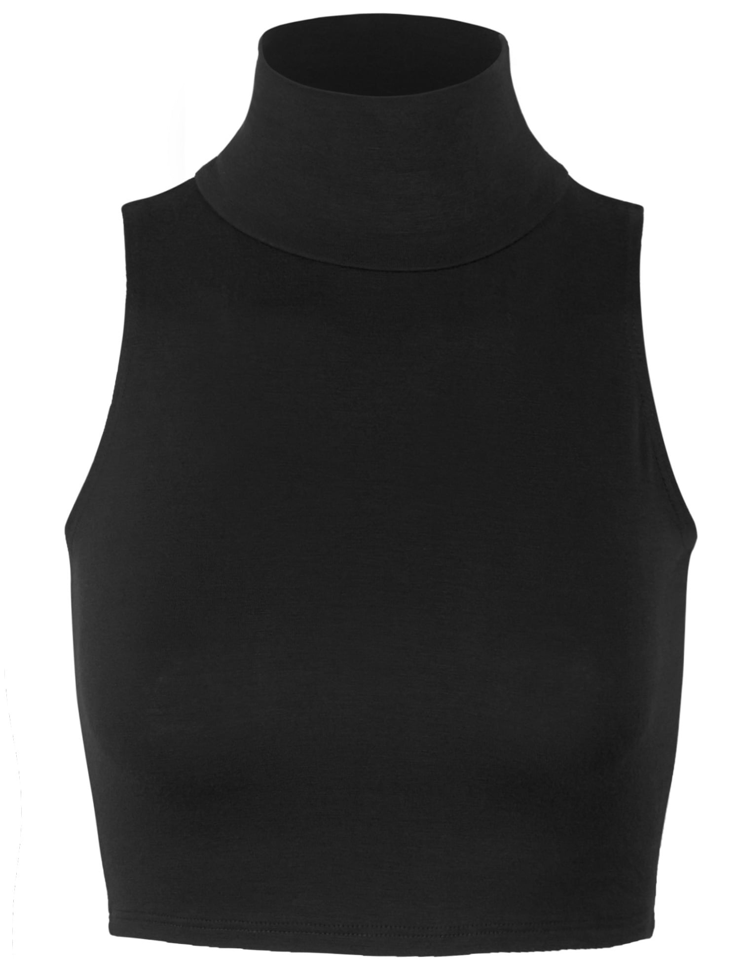 KOGMO Women's Lightweight Fitted Sleeveless Turtleneck Crop Top with ...