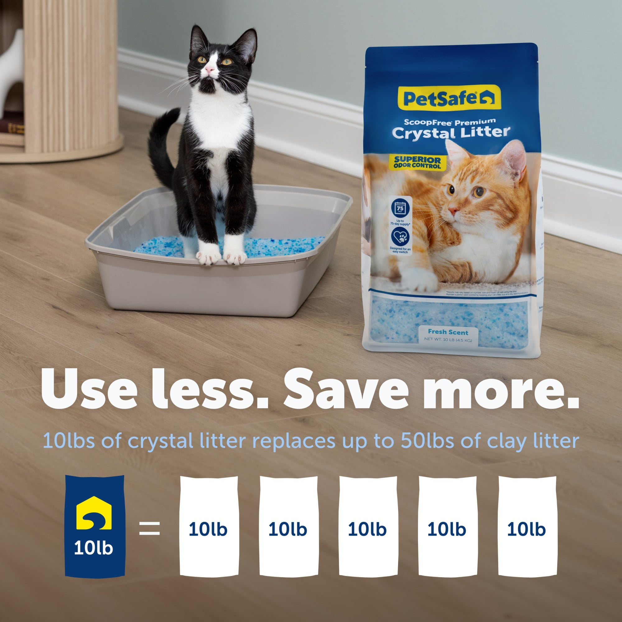 PetSafe ScoopFree Premium Fresh Crystal Cat Litter, 10 lb Bag, Odor Control Lasts Up to 2.5 Months