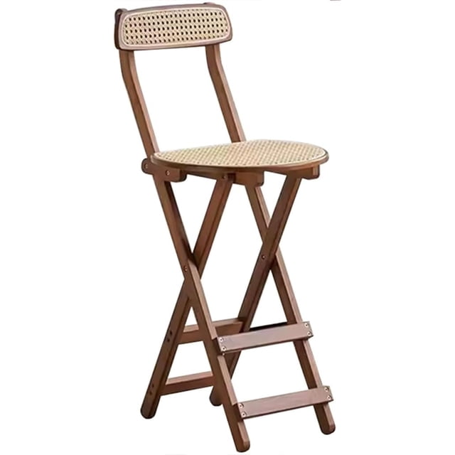 Folding Chairs Simple Rattan Weaving Bamboo Fold Up Chair, Practical Kitchen Bar Chair, Portable High Stool, Load-Bearing 100kg/220.5lbs (Color : Brown, Size : 92 * 40.5 * 26cm)