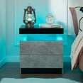 thumbnail image 3 of Nightstand Set of 2 LED Nightstand with 2 Drawers, Bedside Table with Drawers for Bedroom Furniture, Side Bed Table with LED Light, Grey Black, 3 of 19