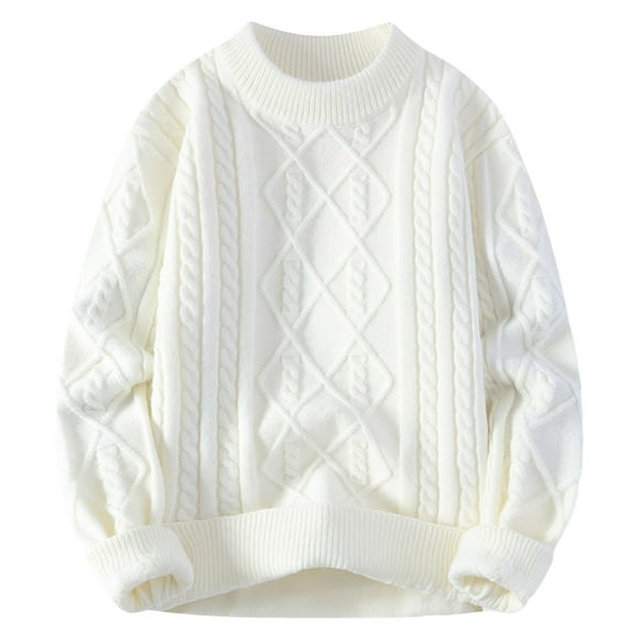 Sweat Shirt Cotton Long Sleeve Shirt Men, Men's Solid Color Round Neck Sweater Pullover Knitted Sweater Men's Warm and Casual Long Sleeved Top