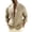 Khaki, variant on Men Long Sleeve Mandarin Collar Textured Linen Button Down Shirt Double Row Metal Button Placket Rollable Cuff Curved Hem Loose Wrinkle Free Vacation Casual Blouse Yellow M