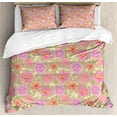 thumbnail image 1 of Garden Art Duvet Cover Set Queen Size, Nostalgic Style Botany Art with Delicate Romantic Dahlia and Wildflower Petals, Decorative 3 Piece Bedding Set with 2 Pillow Shams, Multicolor, by Ambesonne, 1 of 3