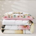 thumbnail image 4 of Manfei Floral Giraffe Twin Comforter Sets, Romantic Rose Butterfly Bedding Set, White Pink, Pink Reversible, 2-Piece, 1 Comforter and 1 Pillowcase, 4 of 6