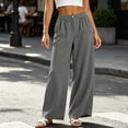 thumbnail image 4 of Women Corduroy Pants Business Casual Slacks Elastic High Waisted Straight Wide Leg Pleated Pockets Work Office Clothes Dressy Spring Bottoms, 4 of 6