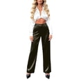 thumbnail image 5 of RUTAYY Women's Pants High Waist Solid Color Satin Palazzo Bottoms Loose Fit Everyday Casual Wear Vacation Playful Trousers, 5 of 9