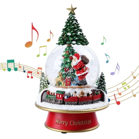 Christmas Snow Globes, Musical Snow Globes for Kids Girls and Boys, Santa Snow Globe Musical with Multi Color Changing LED Lights Christmas Birthday Gift Decor