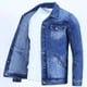 thumbnail image 3 of Chaqueta vaquera azul con bolsillos y botones para hombre, chaqueta vaquera de otoño e invierno de gran tamaño, de marca, talla L, ropa de abrigo, nueva en Y2k, 3 of 4