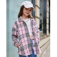 thumbnail image 4 of Arshiner Girls Plaid Flannel Shirts Loose Fit Button Down Shirt Long Sleeve Casual Flannel Tops, 4 of 6