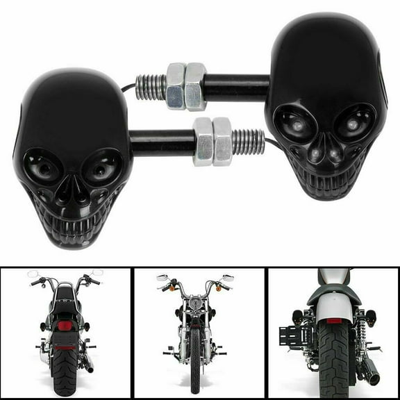 2x Skull LED Turn Signal Light For Kawasaki Vulcan VN 1700 1600 1500 2000 900