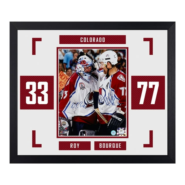 Patrick Roy & Ray Bourque Signed Colorado Avalanche Double Number 23x27 Frame