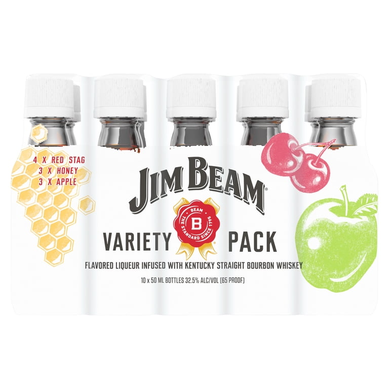 Jim Beam Straight Bourbon, Variety 10 Pack 50 ml PET Bottles, 33
