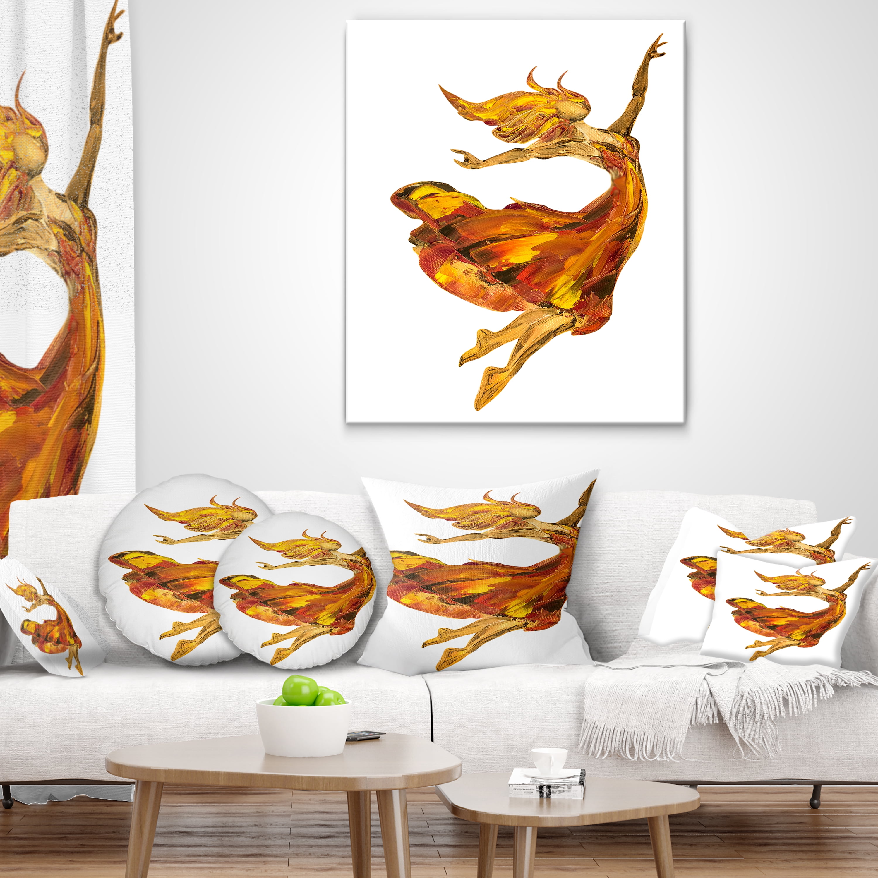 Designart Fire Ballerina - Portrait Throw Pillow - 12x20