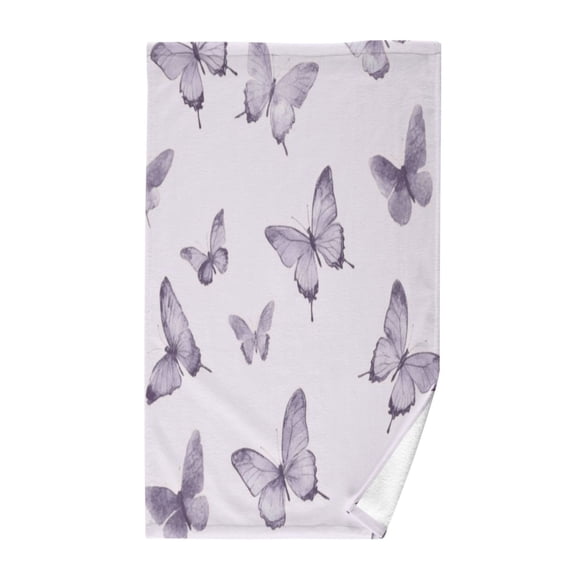 Pure Cotton Face Towel 16x28 Inches Hand Towel Bath Towel Hand Bath Towels Soft Good Water Absorption for Washing Face Wiping Face Pretty Purple Lovely Butterfly