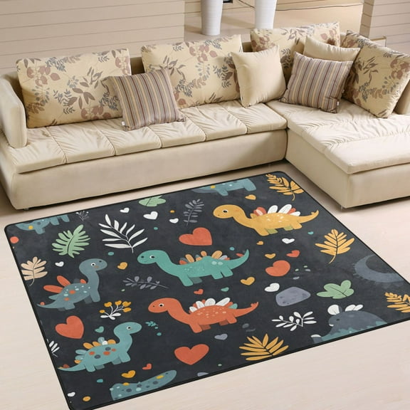 Yayeee Area Rugs for Living Room 5.2'x4' Non Slip Washable Bedroom Floor Carpet, Cute Dinosaur
