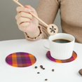 thumbnail image 6 of Balery 4 Pcs Purple Yellow Buffalo Plaidleather Coasters Set, Drink Table Cup Coasters For Living Room Kitchen Coffee Decor, 6 of 9