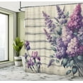 thumbnail image 3 of Ambesonne Lavender Shower Curtain, Nostalgia Farm Leafy Bloom, 69"Wx75"L, Pale Khaki Quartz Mauve, 3 of 4