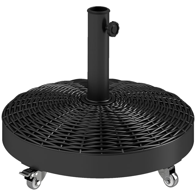 Outsunny Base de Parapluie Ronde avec Roues, Remplie de Ciment 55 Lb, Noir