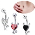 thumbnail image 1 of Descuento Corazón del diablo Anillos del ombligo Corazón Circón rojo 14G 316L Anillo del ombligo de acero inoxidable CZ Anillos del ombligo Joyería piercing del cuerpo para dama 3pacs JAMW Sencillez, 1 of 5