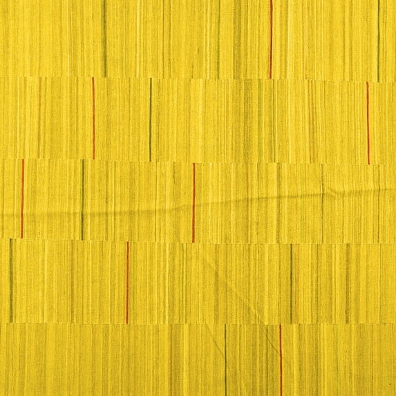 Ahgly Company Indoor Square Abstract Yellow Contemporary Area Rugs, 4' Square