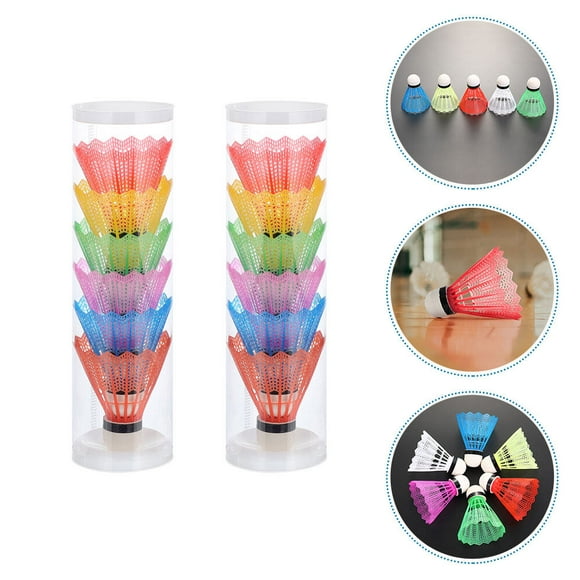 KALLORY 12 Pcs Volants de Sport en Plastique Badminton Birdies Légers Couleurs Assorties Extérieur