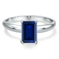 thumbnail image 3 of Gem Stone King 1.50 Cttw PT900 Platinum 900 Blue Created Sapphire Engagement Ring | Emerald Cut 8X6MM | Gemstone Birthstone | Wedding Anniversary Promise Ring for Women | Size 5,6,7,8,9, 3 of 6