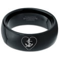 thumbnail image 2 of Tungsten Anchor Sailor Heart Love Band Ring 8mm Men Women Comfort Fit Black Dome Polished, 2 of 4