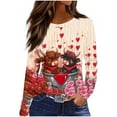 thumbnail image 3 of LIBRCLO Womens Shirts Long Sleeve Crewneck Pullover Tops, Valentines Casual Holiday Graphic T Shirts, 3 of 7