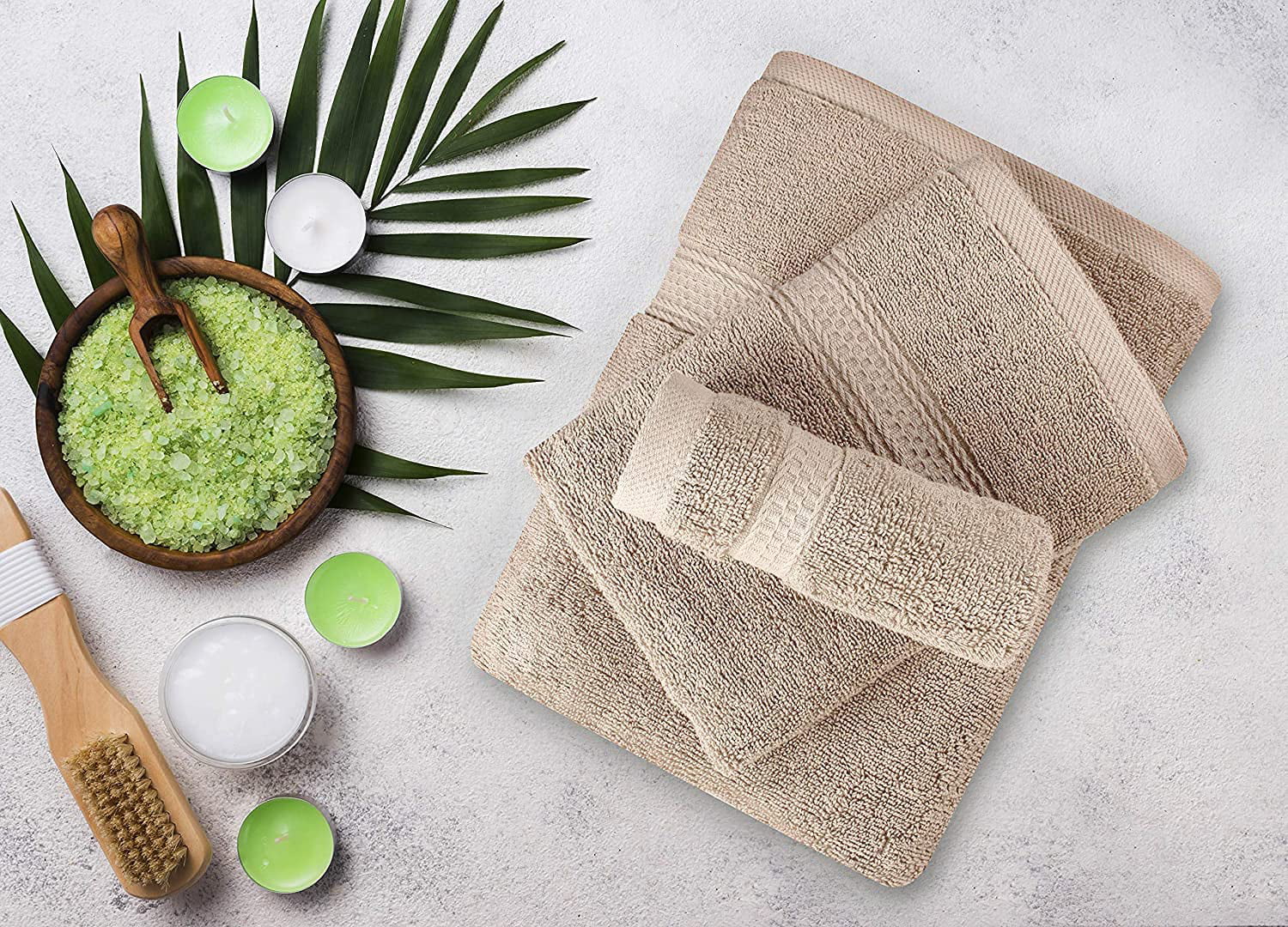 Beige Luxury Bamboo Blend Towel Set of 6 — Samar Imports, LLC