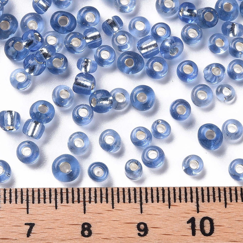 6/0 Glass Seed Beads Silver Lined Round Hole Round Royal Blue 4mm Hole: 1.5mm about 6639 pcs/pound