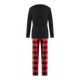 thumbnail image 5 of Family Christmas Pajamas Matching Sets Letter Print Long Sleeve Tops and Casual Loose Plaid Pants Sleepwear, 5 of 9