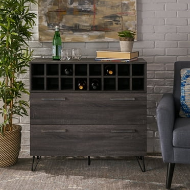 Medieval modern wine and bar cabinets, with space at the top for up to 16 bottles, and two shelves behind the door below