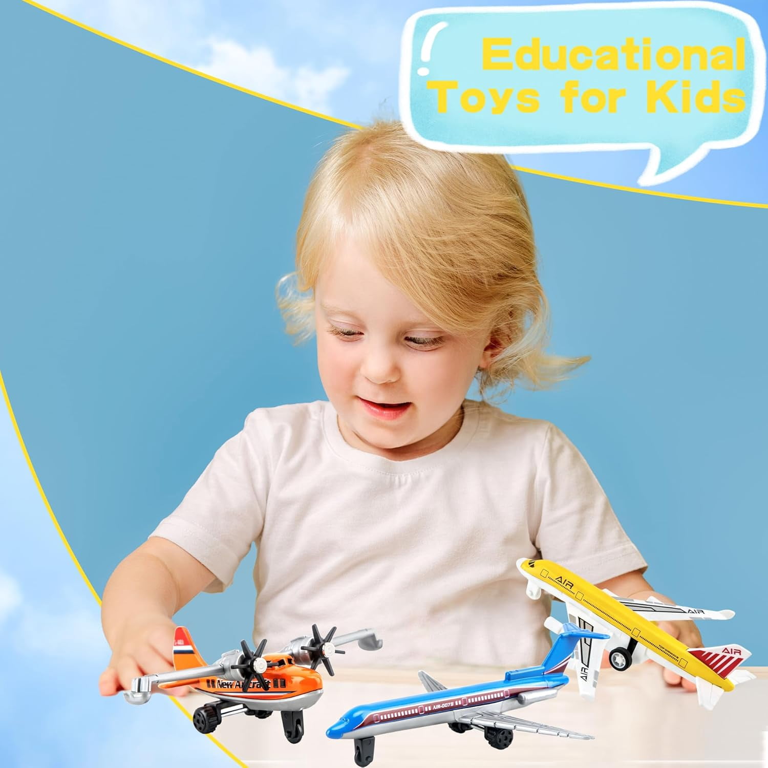 BTEPSGA 10 Pack Airplane Toys Diecast Pull Back Airplane Toys Alloy Planes Model for Kids Birthday Children's Day Gifts Classroom Rewards Airforce Party Favors