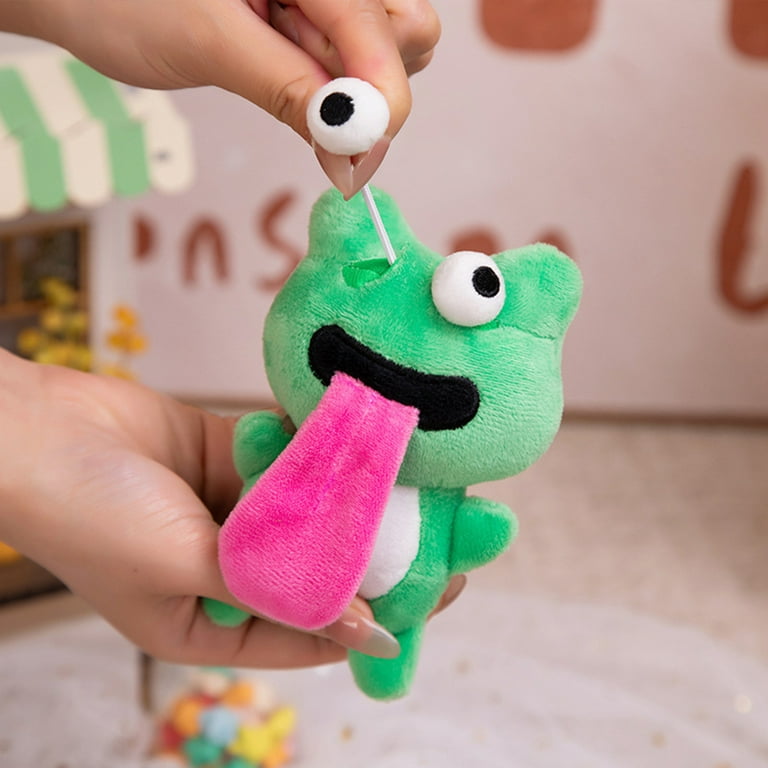 greenhome Cartoon Frog Plush Keychain Long Tongue Kiss Green/Pink Frog  Plush Toy Soft Stuffed Animal Doll Plushies Keyring Pendant Backpack Charms