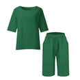 thumbnail image 4 of WAYUTE Womens Shorts Set Casual Short Sleeve Crew Neck Top and Shorts Solid Color 2 Piece Fashion Outfit Summer Work Business Outfit Sets, 4 of 4