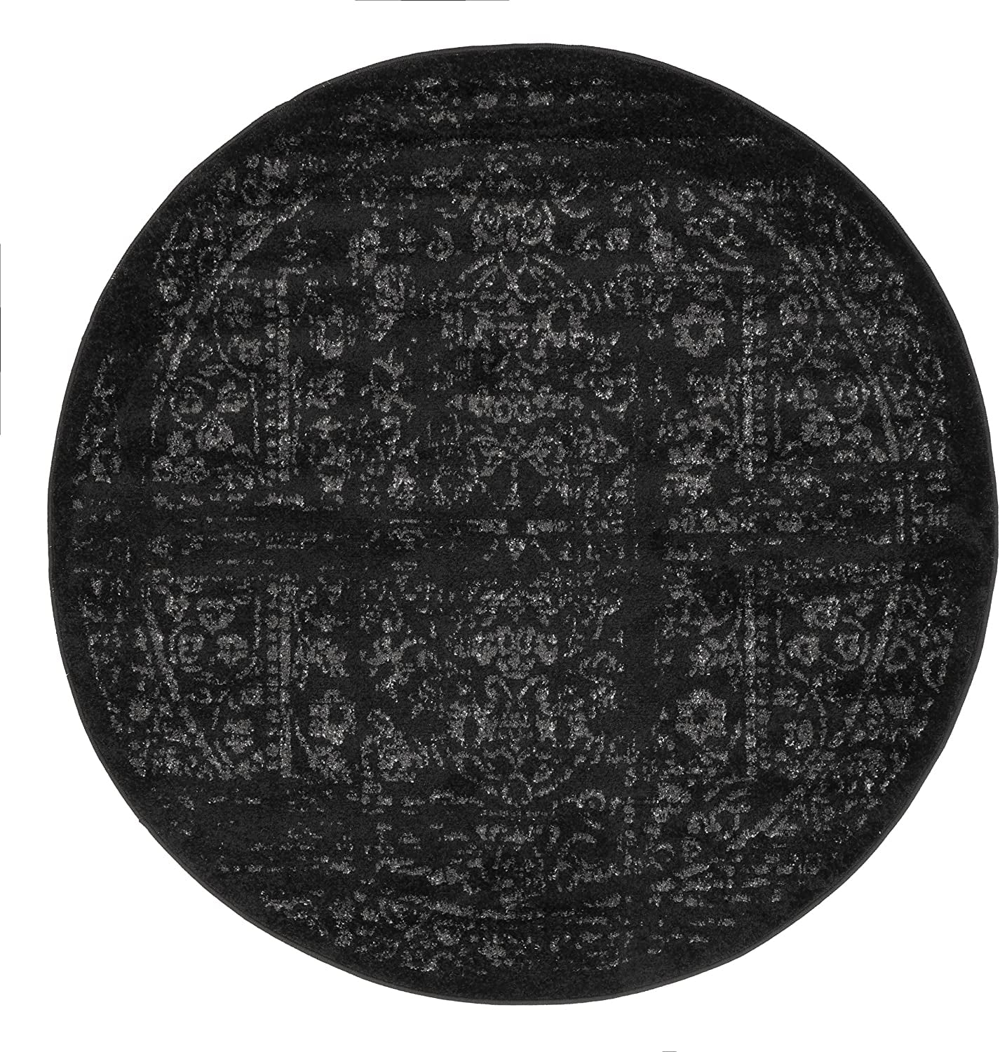 FanciHome Vintage Round Rug for Hallway Bedroom 5 Feet Contemporary